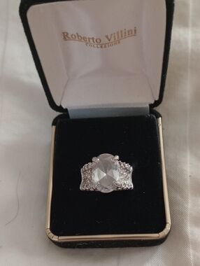 MACY'S Sterling Silver Multi-Stone  Ring set with CZ And Rhinestone Accents